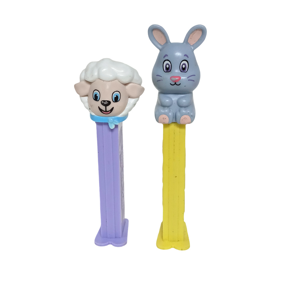 PEZ Easter Bunny and Lamb Candy Dispenser Set of 2 Vintage Collectible No Candy